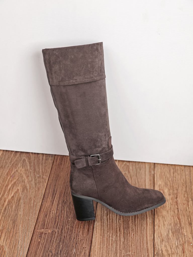 Ethelinda high inside-zip boots in brown