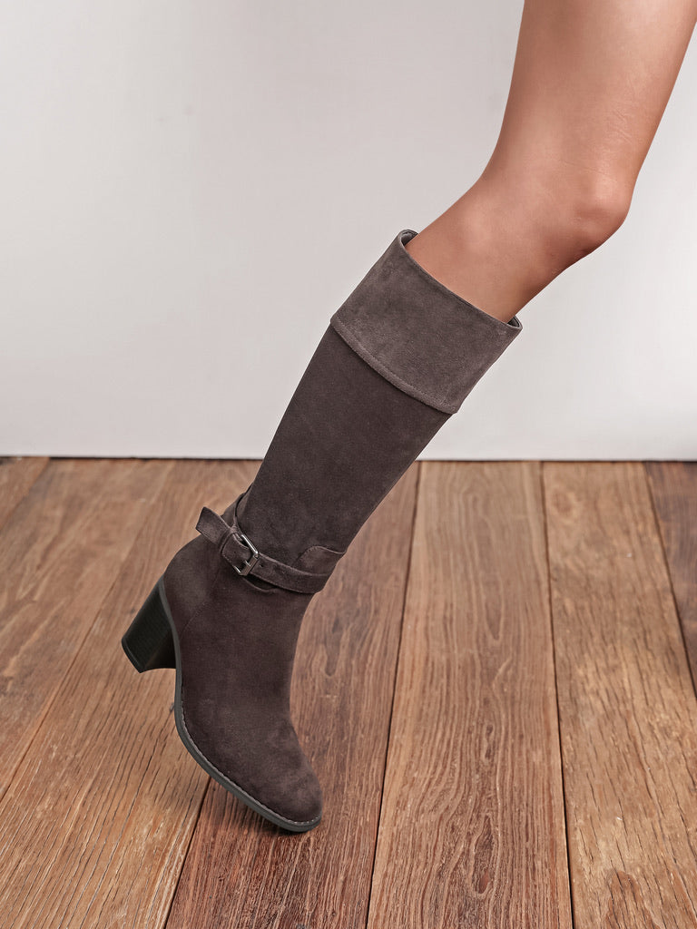 Ethelinda high inside-zip boots in brown