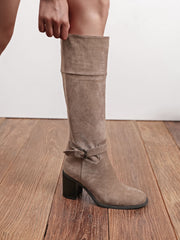 Ethelinda high inside-zip boots in taupe