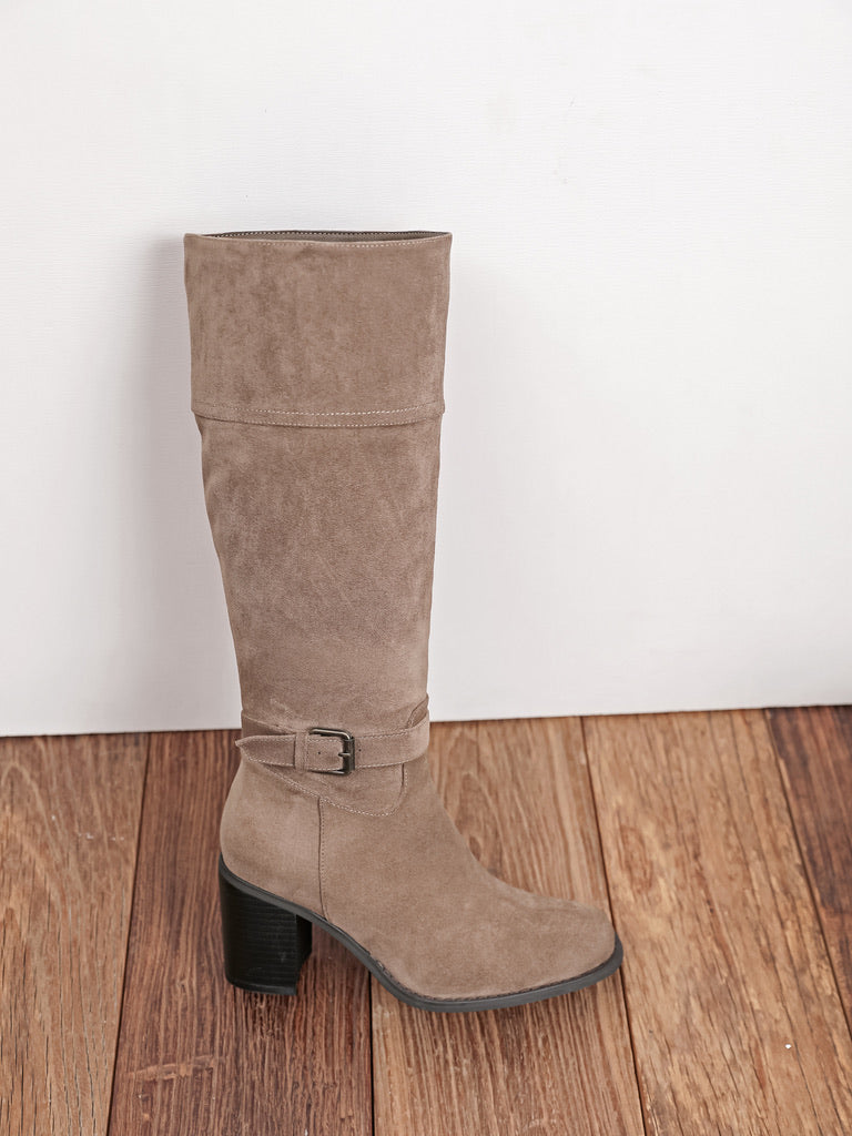 Ethelinda high inside-zip boots in taupe
