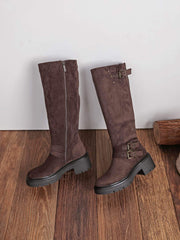 Plectrude triple-buckle high boots in brown