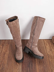 Plectrude triple-buckle high boots in taupe