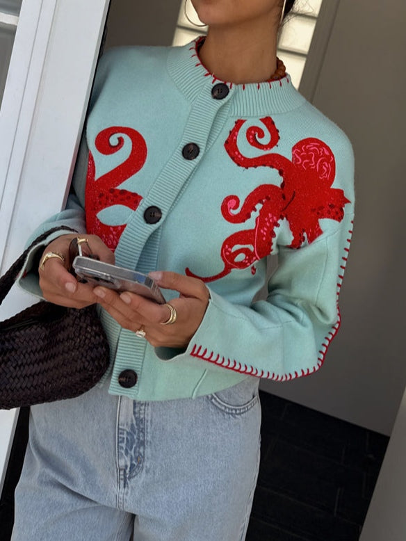Ellamae | Octopus-Pattern Button Cardigan