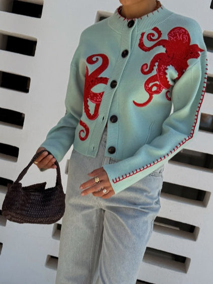 Ellamae | Octopus-Pattern Button Cardigan