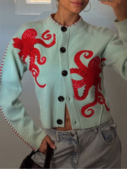 Ellamae | Octopus-Pattern Button Cardigan