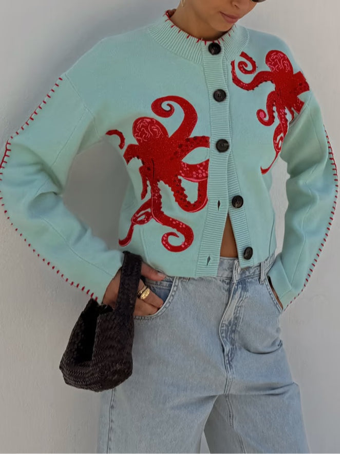 Ellamae | Octopus-Pattern Button Cardigan
