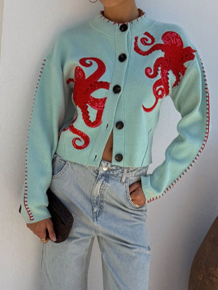 Ellamae | Octopus-Pattern Button Cardigan
