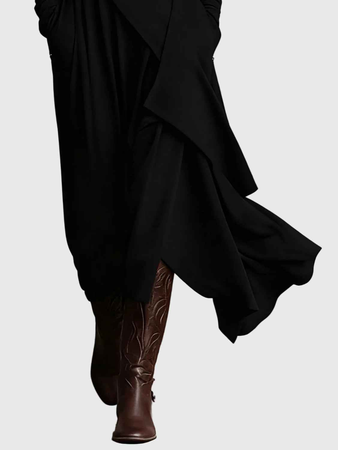 VIOLET | LONG-SLEEVE HIGH-NECK MAXI DRESS