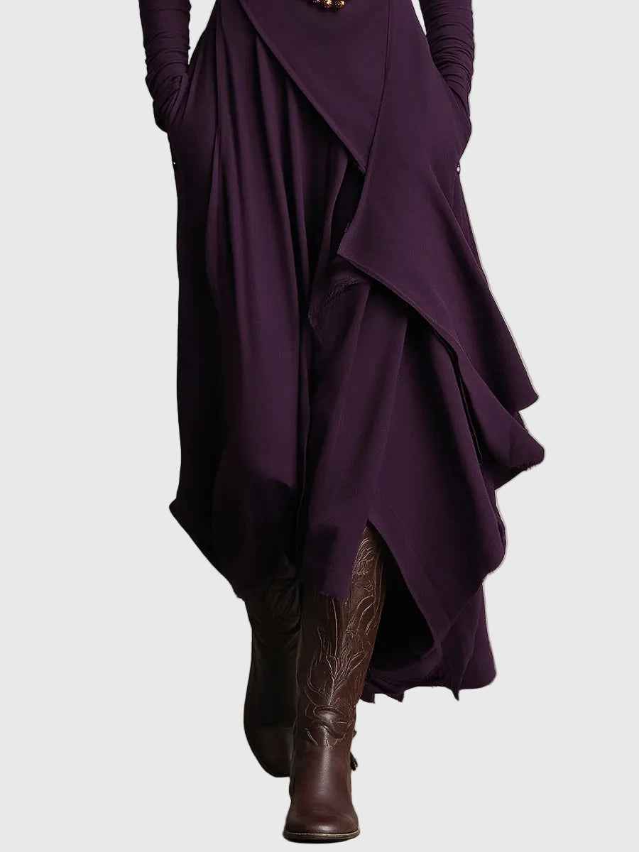 VIOLET | LONG-SLEEVE HIGH-NECK MAXI DRESS