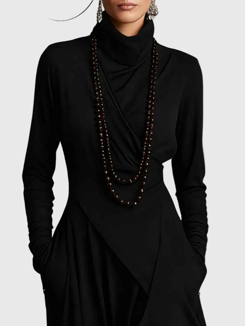 VIOLET | LONG-SLEEVE HIGH-NECK MAXI DRESS