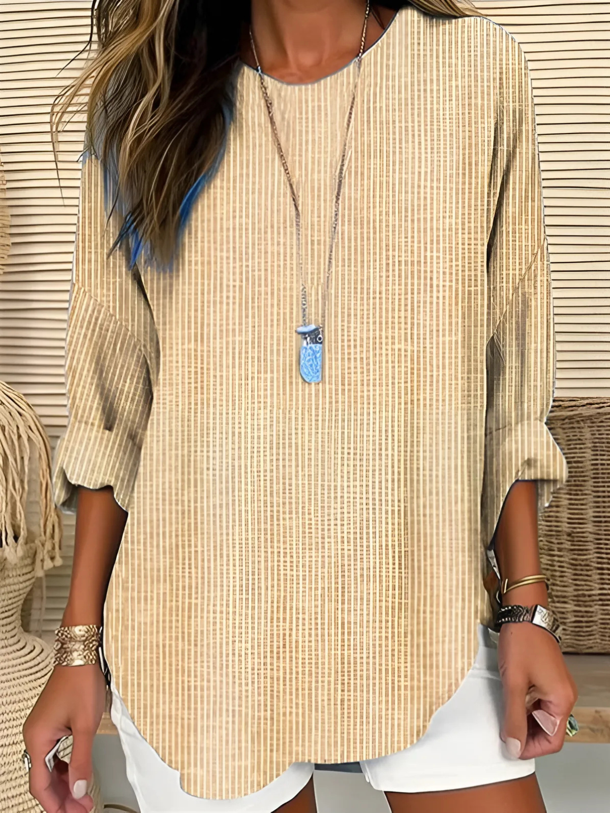 Evalee | Textured Round-Neck Tunic