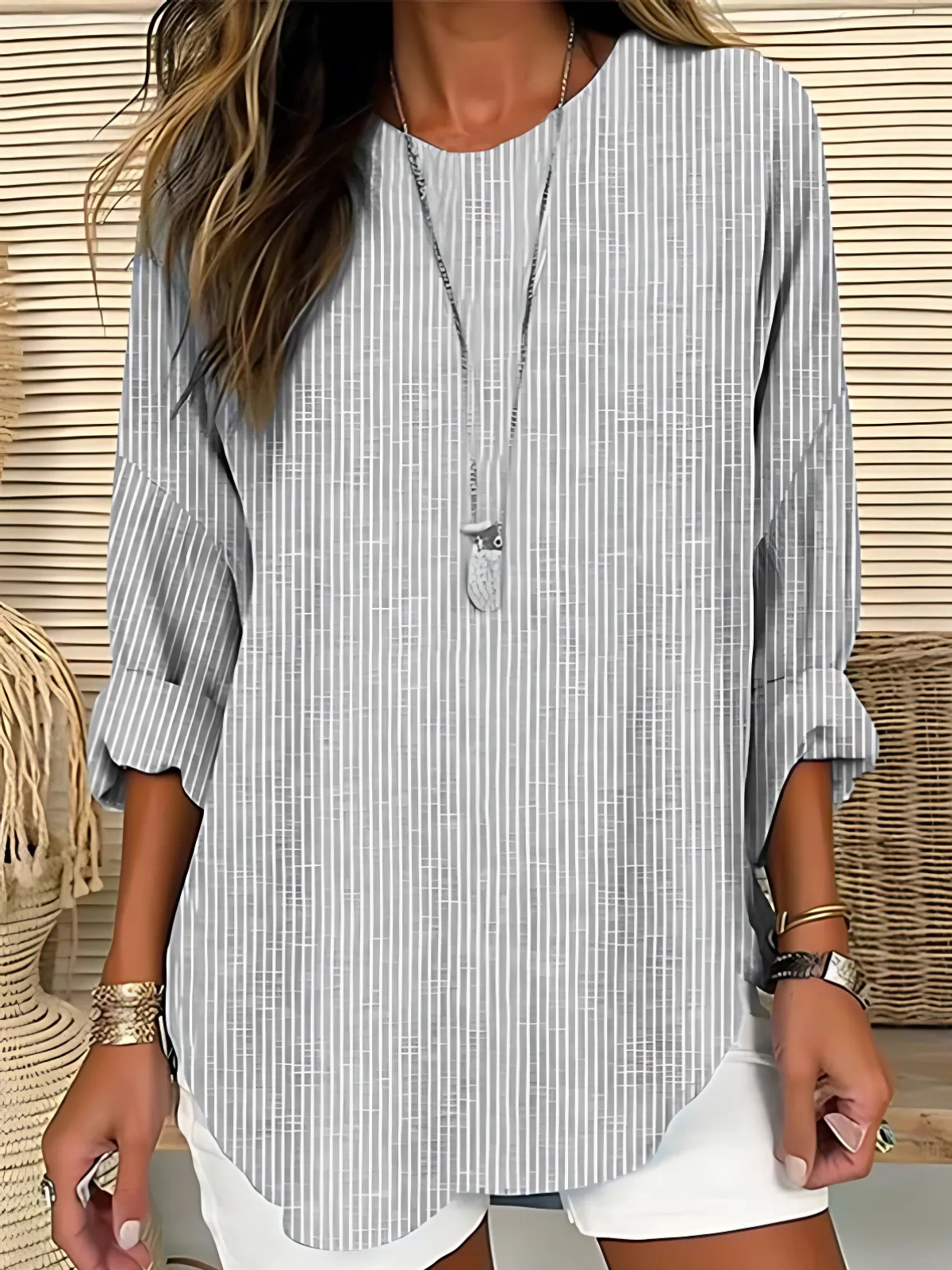 Evalee | Textured Round-Neck Tunic