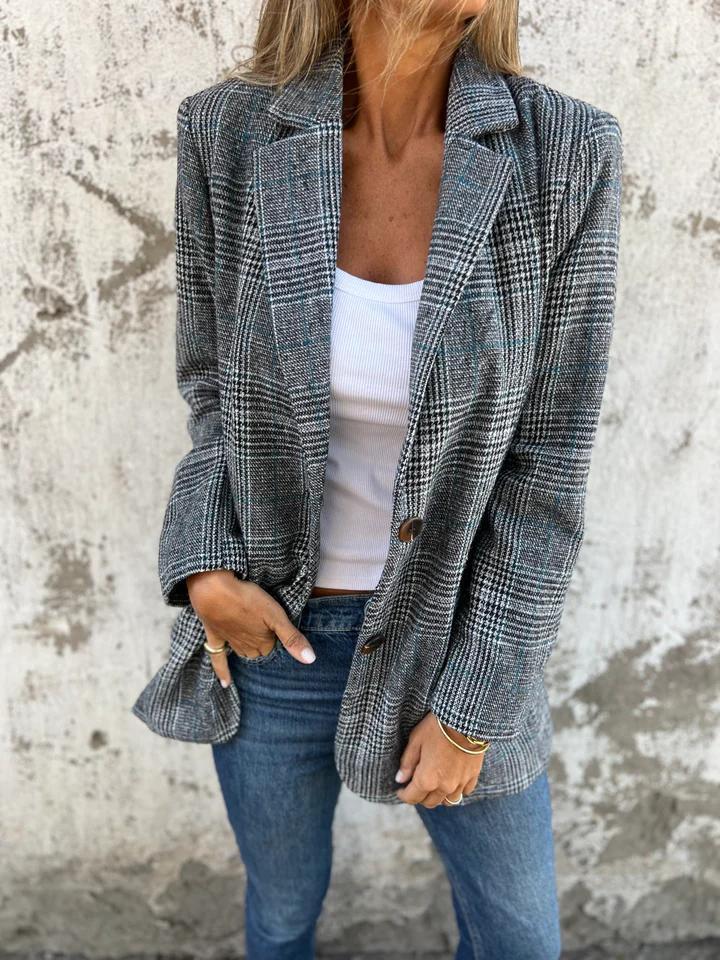 Vanesa | Checked Notch-Lapel Blazer