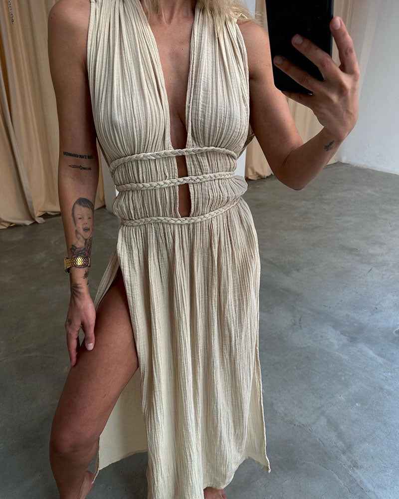 ZOLLA | SLEEVELESS V-NECK DRESS