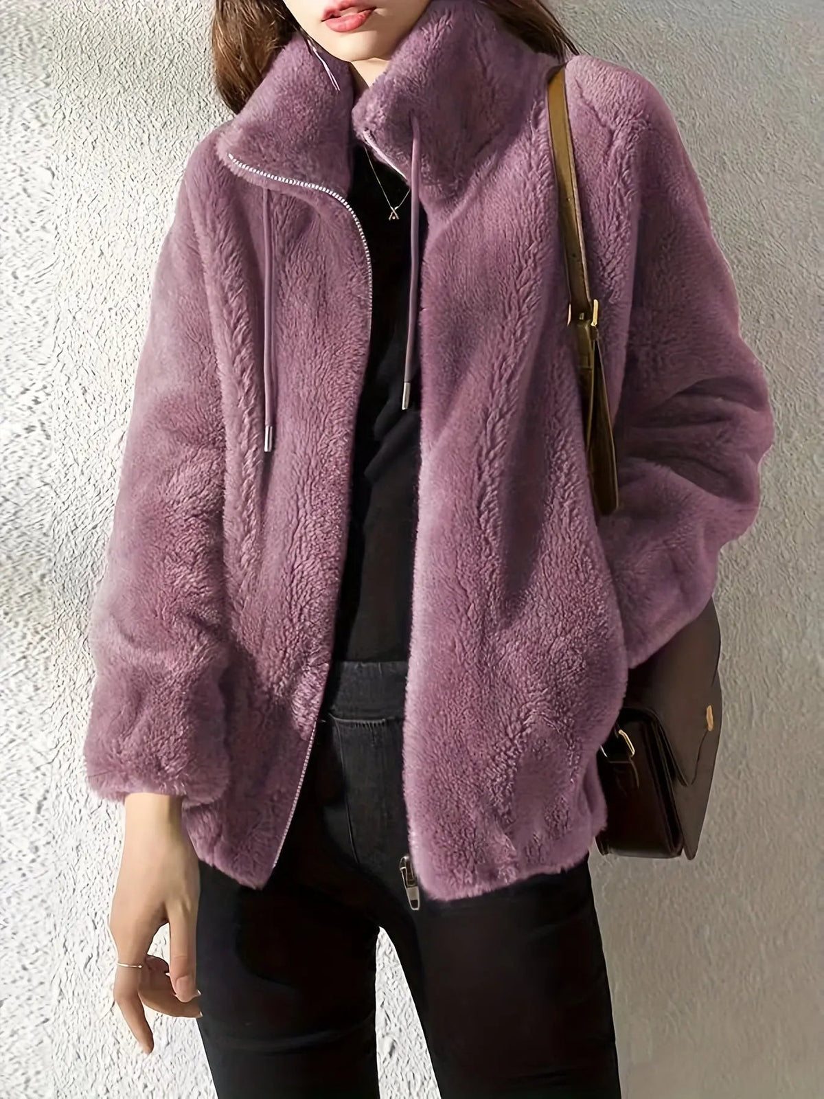 Rivka | Textured Stand-Collar Zip Jacket