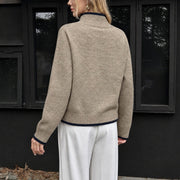 Yanet | Contrast-Trim High-Neck Jumper