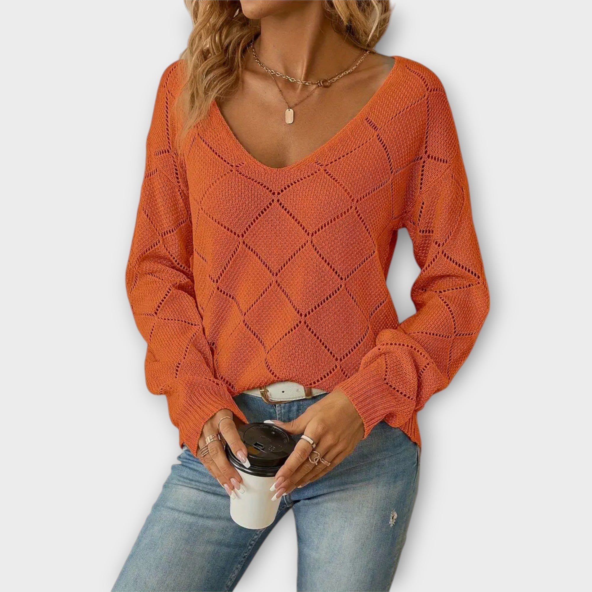 Evers | Casual Black Jumper With Diamond Pattern