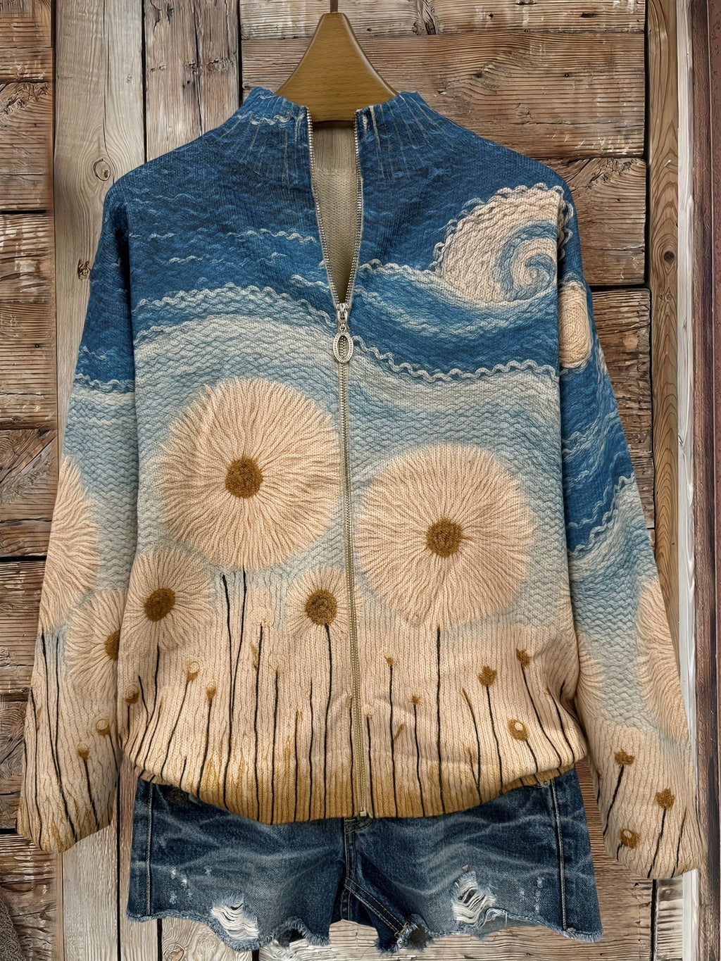 VINCENZA | LINED DANDELION ZIP CARDIGAN