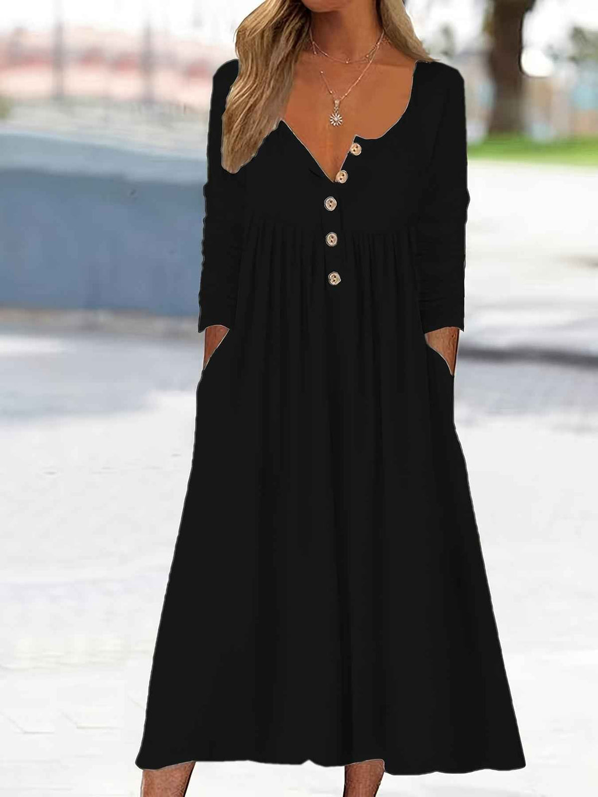 ZARA | BUTTON-FRONT A-LINE MIDI DRESS