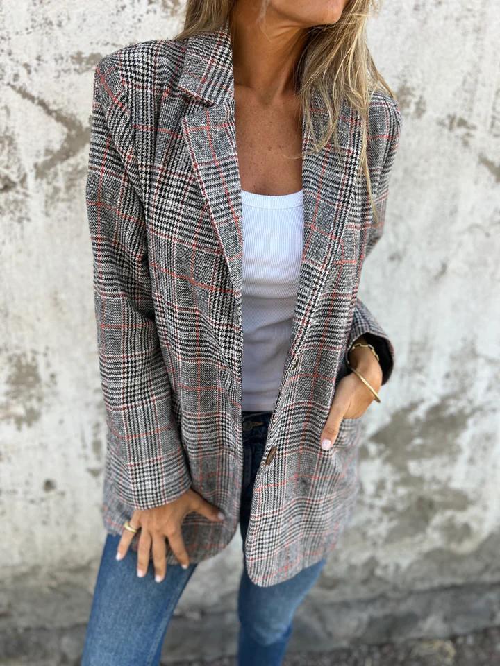 Vanesa | Checked Notch-Lapel Blazer