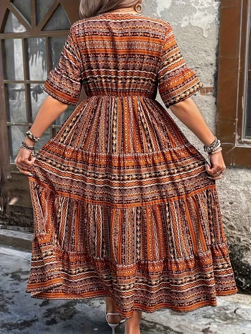 JORAINE | PRINTED RUFFLED DRESS