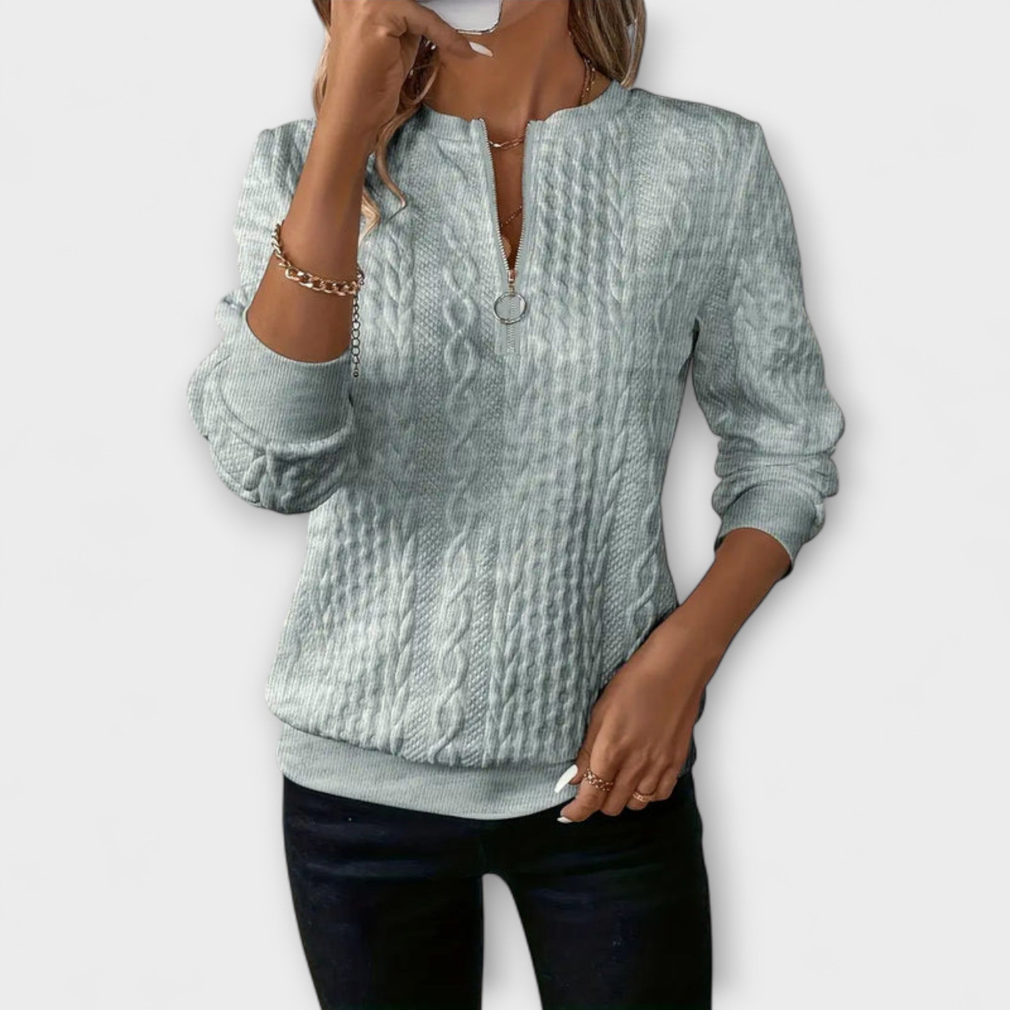 Joy | Elegant White Jumper With Relief Pattern