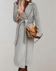 Llinos | Long Belted Thick Winter Coat in Beige