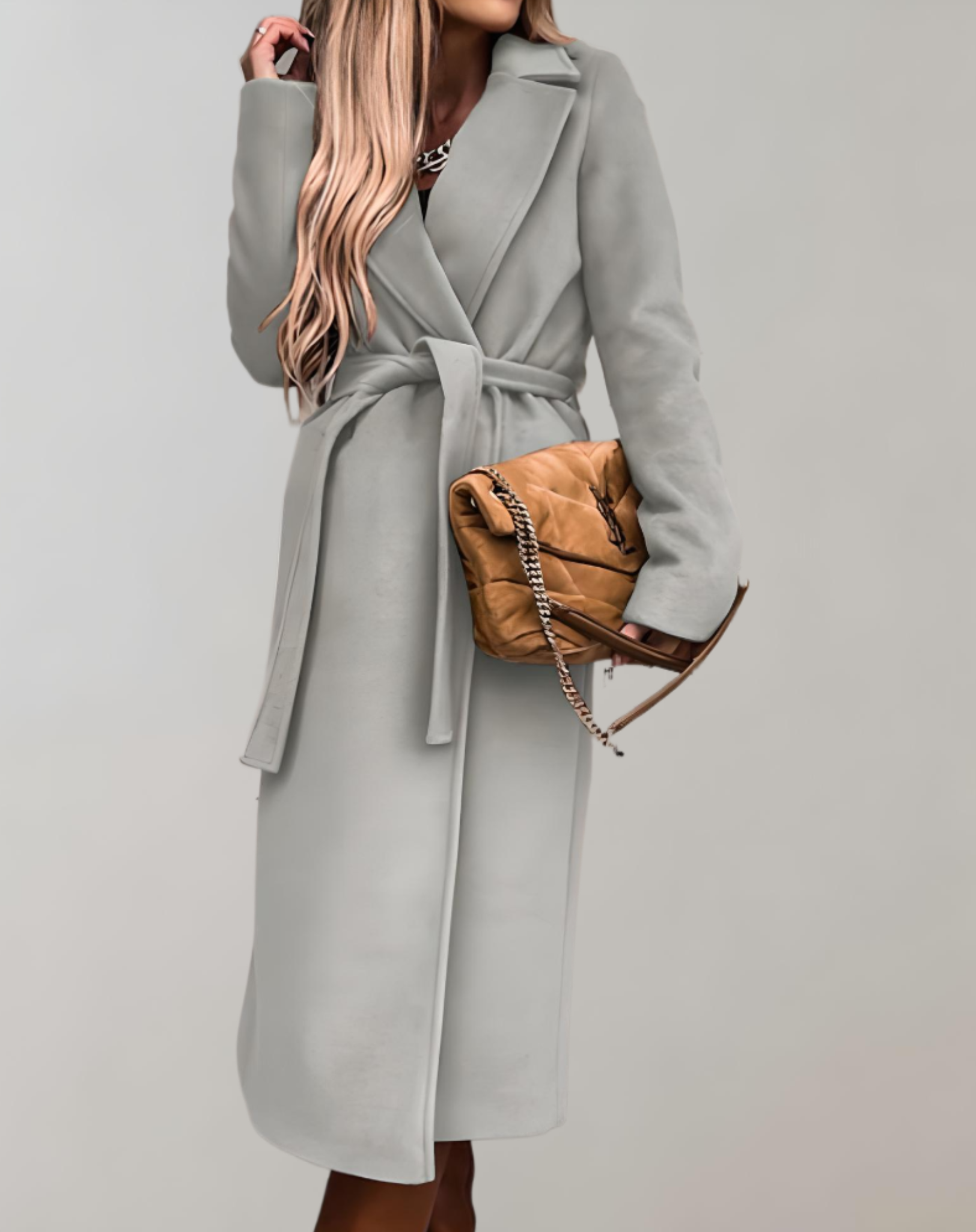 Llinos | Long Belted Thick Winter Coat in Beige