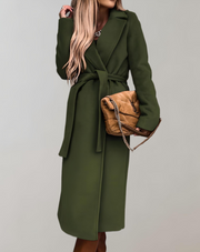 Llinos | Long Belted Thick Winter Coat in Beige