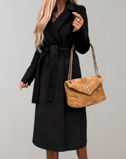 Llinos | Long Belted Thick Winter Coat in Beige