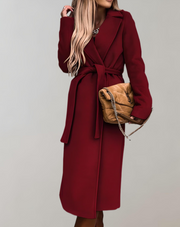 Llinos | Long Belted Thick Winter Coat in Black