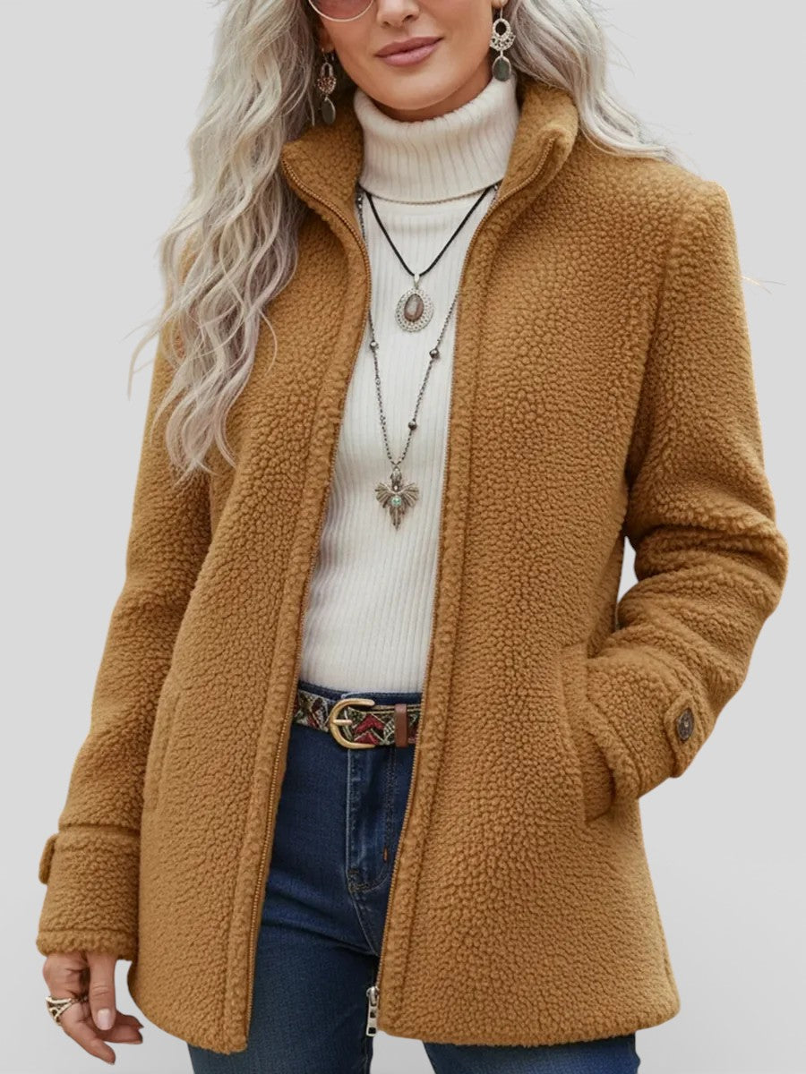 Candis | Stand-Collar Textured Zip Jacket