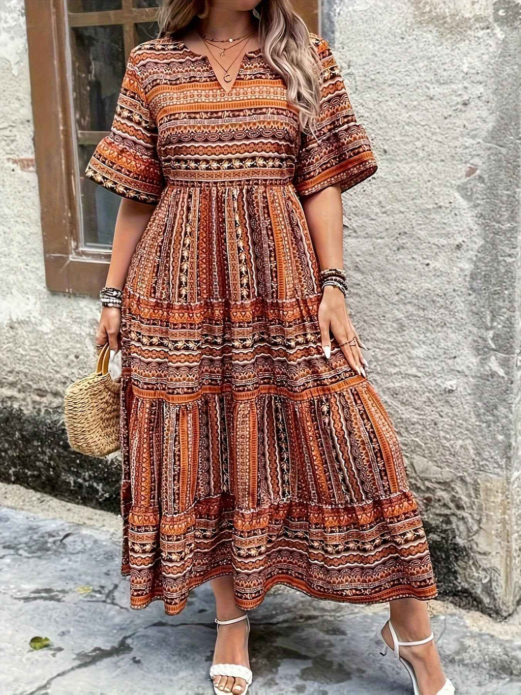 JORAINE | PRINTED RUFFLED DRESS