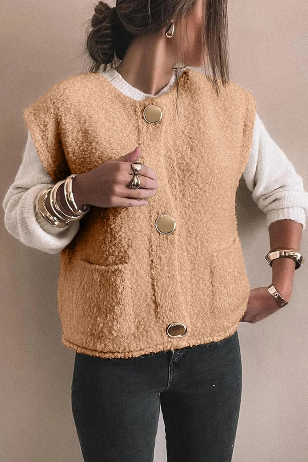 Suzette | Textured Button-Front Gilet