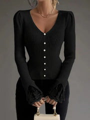 Yehudis | Lace-Cuff Button Cardigan
