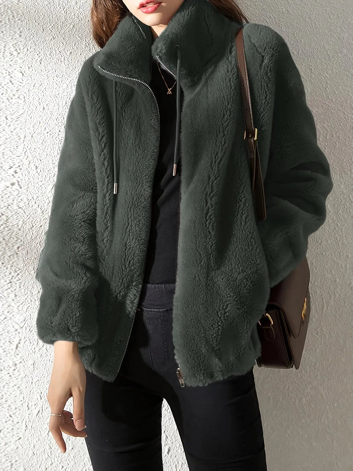Rivka | Textured Stand-Collar Zip Jacket