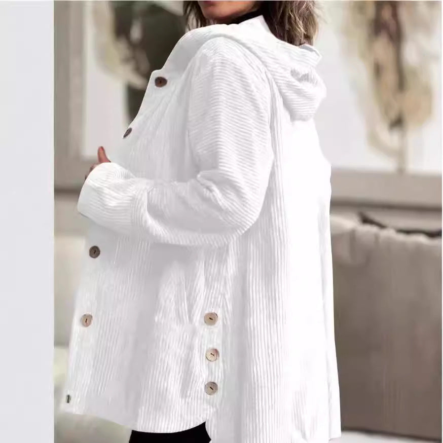 Tressie | Hooded Textured Button Coat