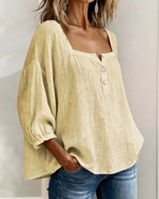 Tenille | Square-Neck Button Blouse