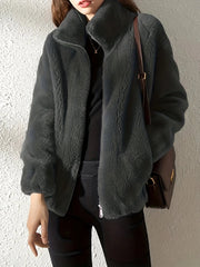 Rivka | Textured Stand-Collar Zip Jacket