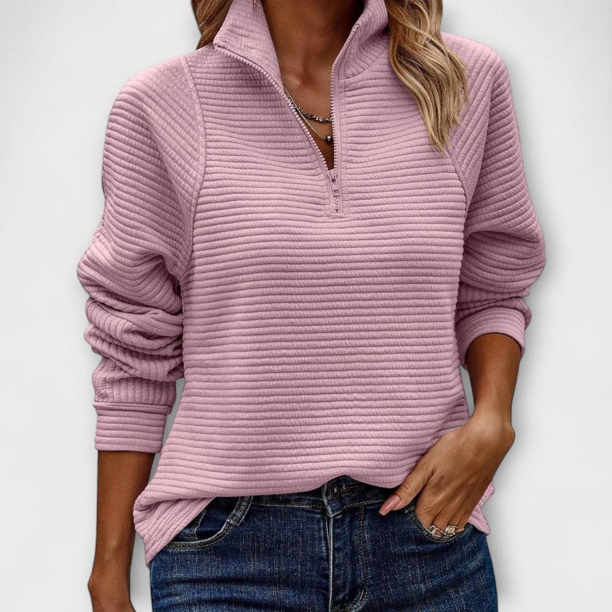 VILJA | ZIP-UP V-NECK DRESS