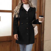 Eleri | Mid-Length Single-Breasted Wool-Blend Coat in Black