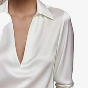 Vinita | Collared V-Neck Sheen Blouse