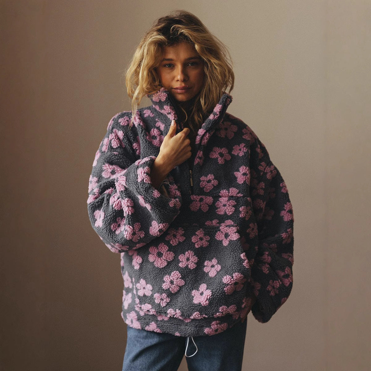 Kylene | Floral Half-Zip Sweatshirt
