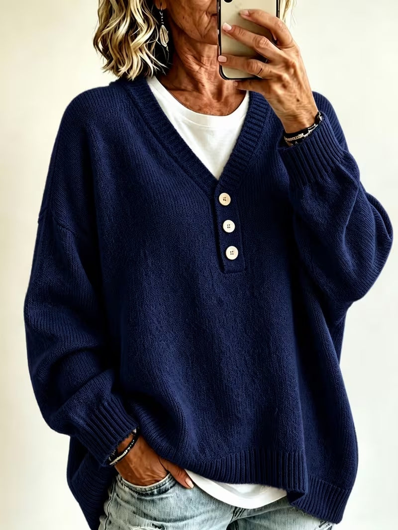 Mahalia | Button-Neck Jumper