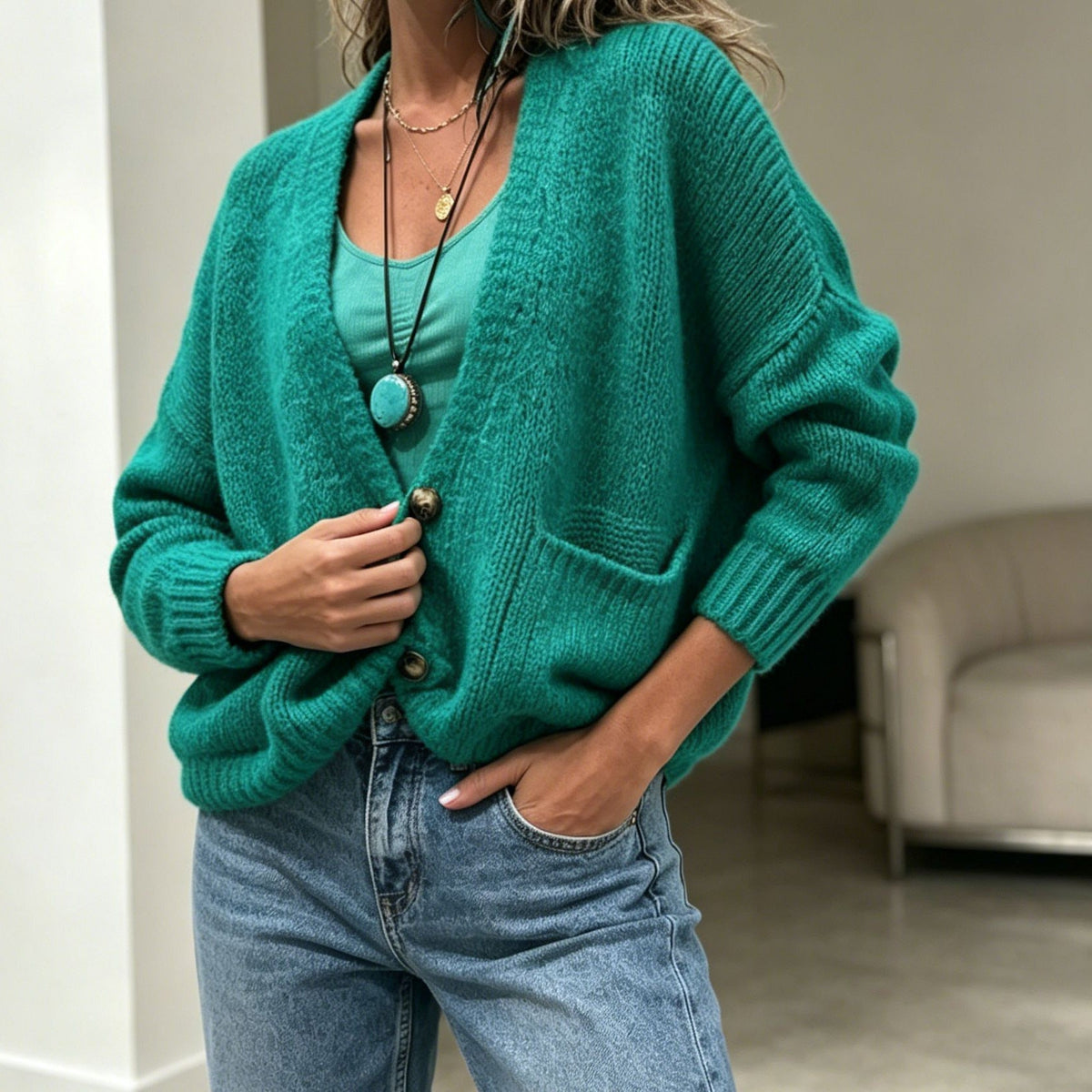 Lezlie | V-Neck Button Cardigan