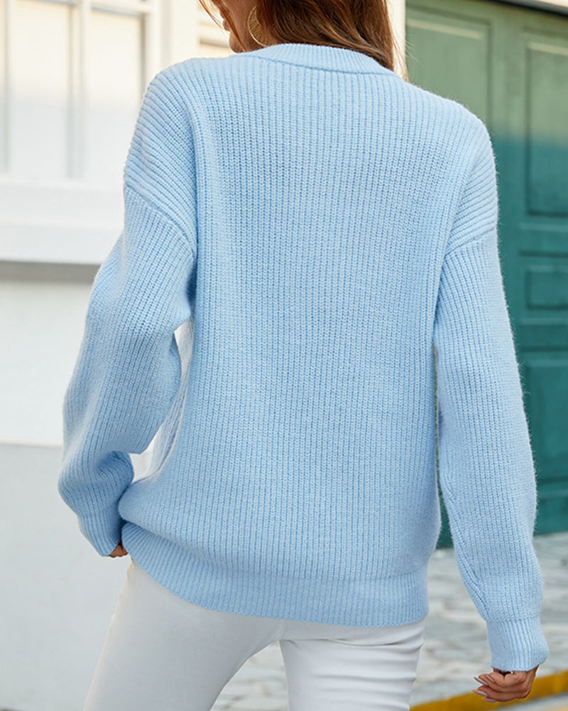 Glynda | Button-Neck Ribbed Jumper