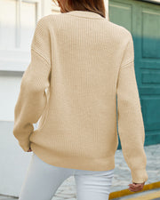 Glynda | Button-Neck Ribbed Jumper