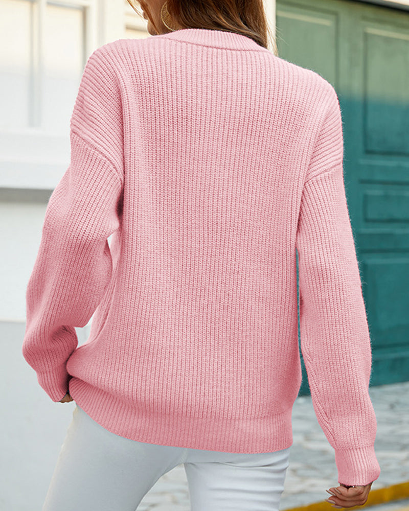 Glynda | Button-Neck Ribbed Jumper
