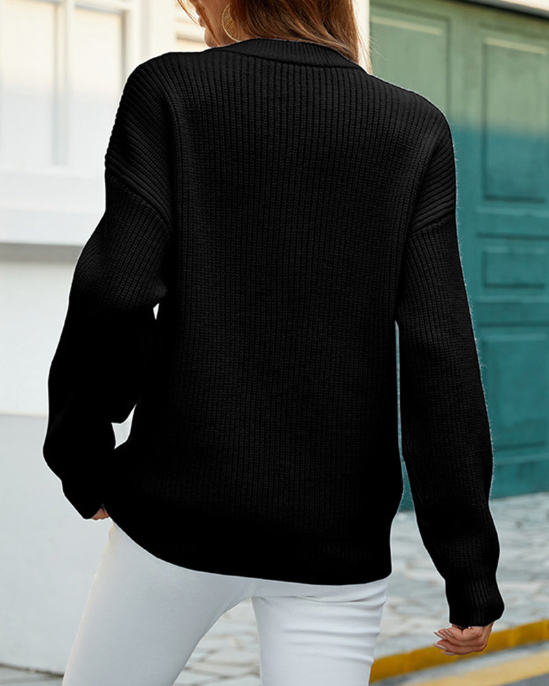 Glynda | Button-Neck Ribbed Jumper