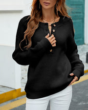 Glynda | Button-Neck Ribbed Jumper
